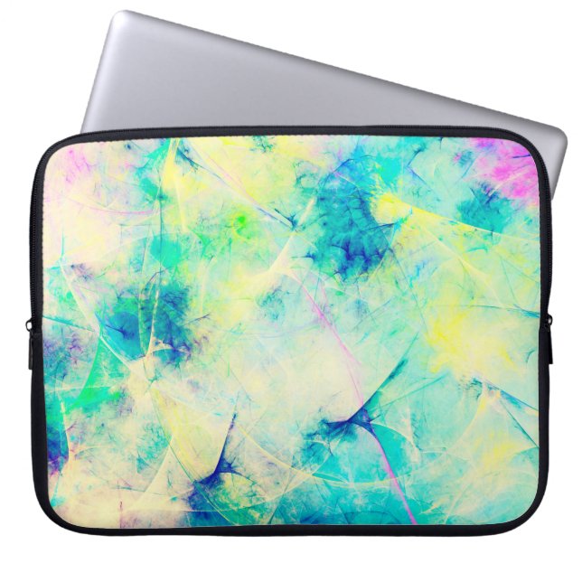 blauwe abstracte fractale achtergrond 3d rendering laptop sleeve (Voorkant)