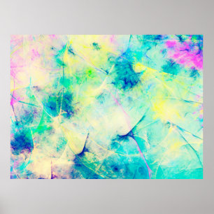 blauwe abstracte fractale achtergrond 3d rendering poster