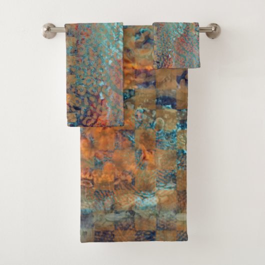 Blauwe Abstracte gemengde Zebra- en beenderhuid Bad Handdoek (Insitu)