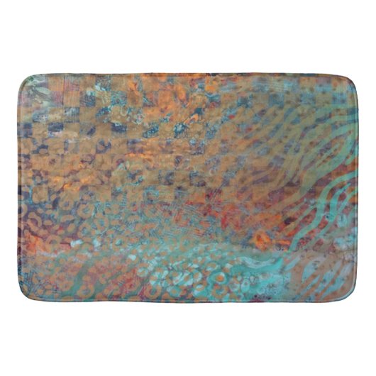 Blauwe Abstracte gemengde Zebra- en beenderhuid Badmat (Voorkant)