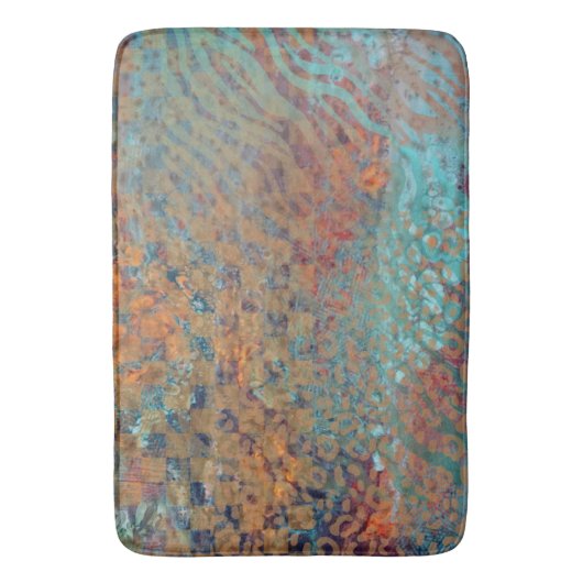 Blauwe Abstracte gemengde Zebra- en beenderhuid Badmat (Voorkant Verticaal)