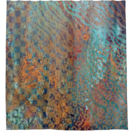 Blauwe Abstracte gemengde Zebra- en beenderhuid Douchegordijn