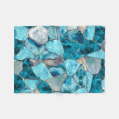 Blauwe abstracte gemstone-cellen fleece deken (Voorkant (Horizontaal))