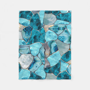 Blauwe abstracte gemstone-cellen fleece deken