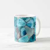 Blauwe abstracte gemstone-cellen koffiemok (Voorkant rechts)