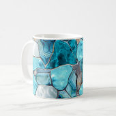 Blauwe abstracte gemstone-cellen koffiemok (Voorkant links)