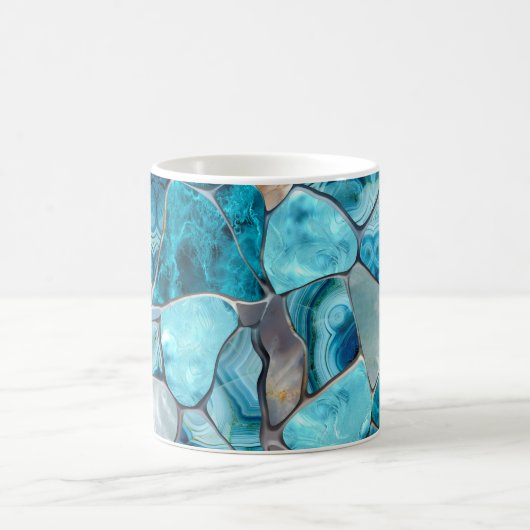 Blauwe abstracte gemstone-cellen koffiemok (Center)