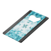 Blauwe Abstracte geometrische achtergrondSjabloon Creditkaart Flessenopener (Voorkant Gekanteld)