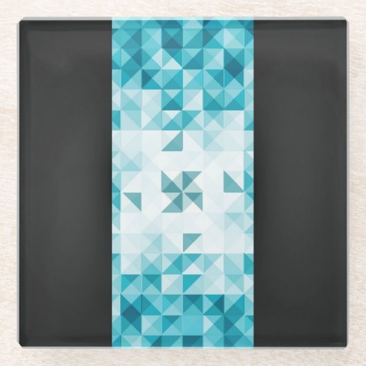 Blauwe Abstracte geometrische achtergrondSjabloon Glazen Onderzetter (Voorkant)