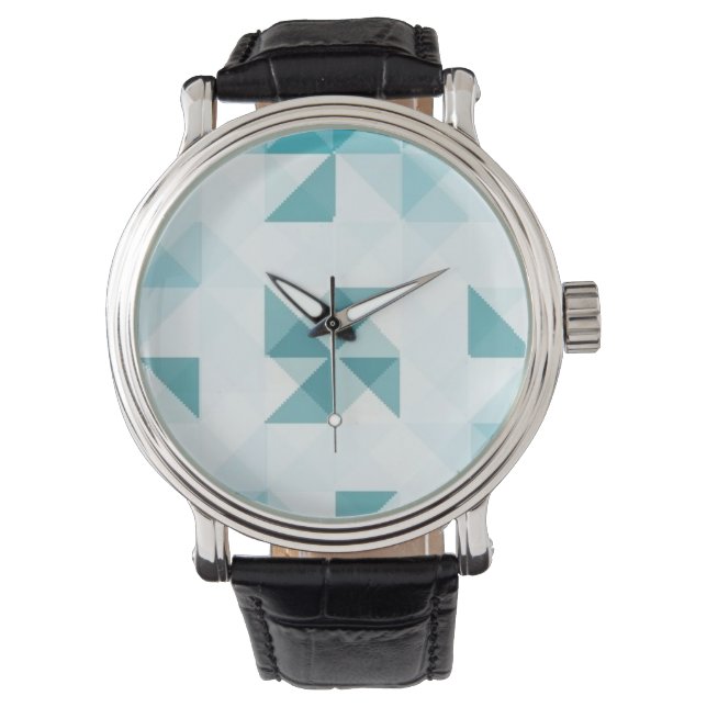 Blauwe Abstracte geometrische achtergrondSjabloon Horloge (Voorkant)