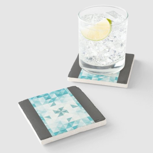 Blauwe Abstracte geometrische achtergrondSjabloon Stenen Onderzetter (Zijkant)
