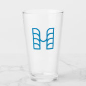 Blauwe Abstracte Geometrische M Glas (Voorkant)