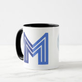 Blauwe Abstracte Geometrische M Mok (Voorkant links)