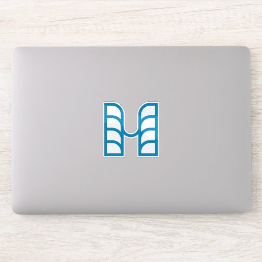 Blauwe Abstracte Geometrische M Sticker (Computer)