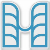 Blauwe Abstracte Geometrische M Sticker (Voorkant)