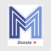 Blauwe Abstracte Geometrische M Sticker (Vel)