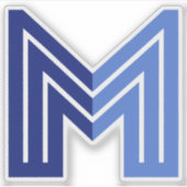 Blauwe Abstracte Geometrische M Sticker (Voorkant)