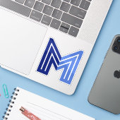 Blauwe Abstracte Geometrische M Sticker (Laptop met iPhone)