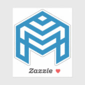 Blauwe Abstracte Geometrische M Sticker (Vel)