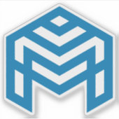 Blauwe Abstracte Geometrische M Sticker (Voorkant)