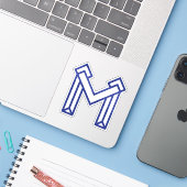 Blauwe Abstracte Geometrische M Sticker (Laptop met iPhone)