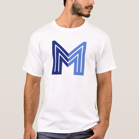 Blauwe Abstracte Geometrische M T-shirt (Voorkant)