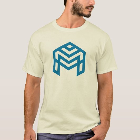 Blauwe Abstracte Geometrische M  T-shirt (Voorkant)