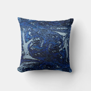 Blauwe Abstracte Golfslag Koele Stedelijke Kunst Kussen