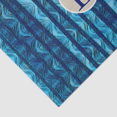 Blauwe Abstracte Golven  Strand Monogram Initiaal Tissuepapier (Detail)