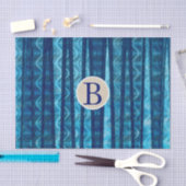 Blauwe Abstracte Golven  Strand Monogram Initiaal Tissuepapier (Craft)