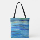 Blauwe Abstracte golven Tote Bag (Achterkant)