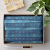 Blauwe Abstracte Golven Vintage Strand Monogram In Tissuepapier (Geschenk)