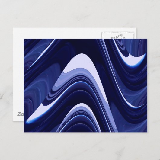 Blauwe Abstracte hedendaagse moderne kunst Briefkaart (Voorkant / Achterkant)