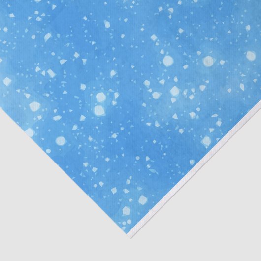 Blauwe Abstracte hemelachtergrond met witte sneeuw Tissuepapier (Detail)