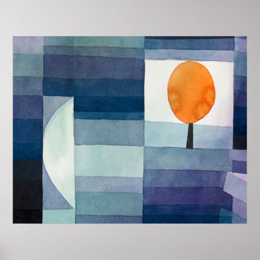 Blauwe Abstracte Herfst Paul Klee Aquarel Poster (Voorkant)