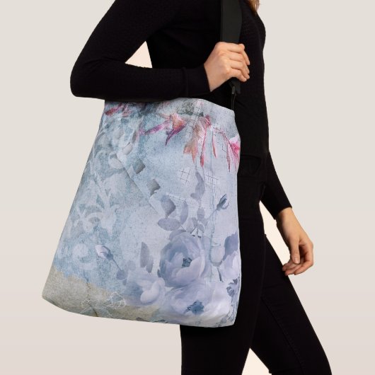 Blauwe Abstracte inkool van Floral Crossbody Tas (Dichtbij)
