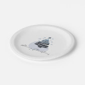 Blauwe Abstracte kerstboomstijl Scandi Papieren Bordje (Gekanteld)