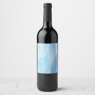 Blauwe, abstracte, koele de slagkunst van de water wijn etiket