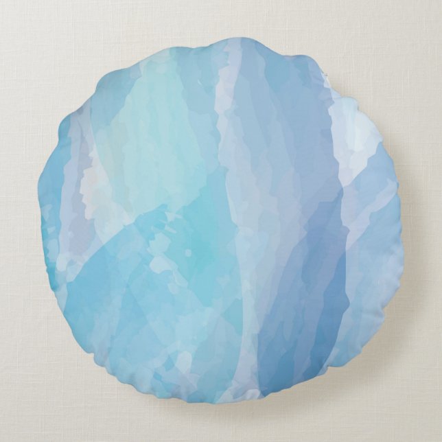 Blauwe, abstracte, koele tak van de penseel van de rond kussen (Achterkant)