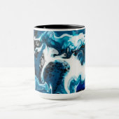 Blauwe Abstracte koffie Mok (Midden)