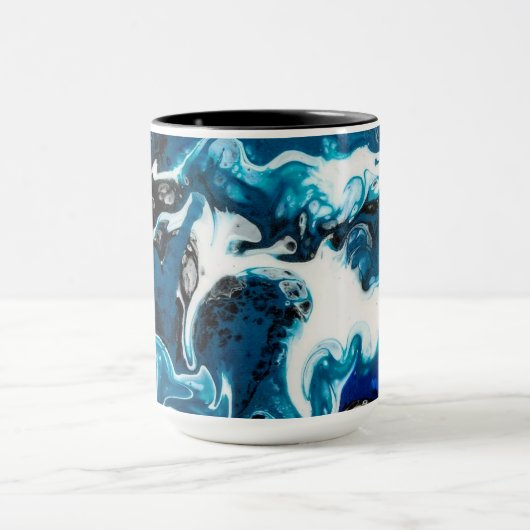 Blauwe Abstracte koffie Mok (Midden)