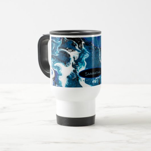 Blauwe Abstracte Koffie Personalized Mok (Voorkant links)