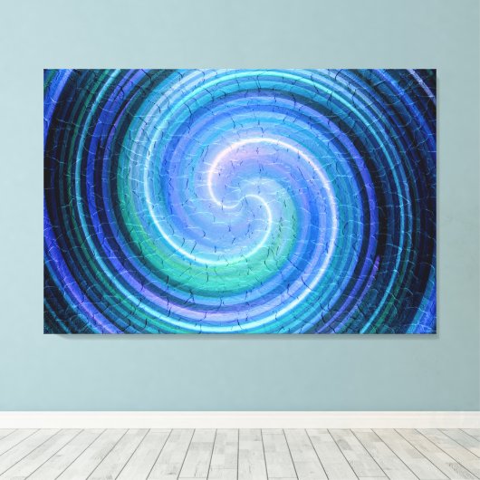 Blauwe Abstracte kunst Canvas Afdruk (Insitu (Houten vloer))