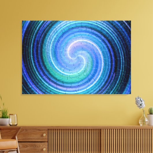 Blauwe Abstracte kunst Canvas Afdruk (Insitu (Woonkamer))