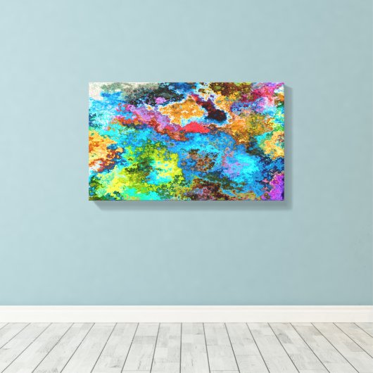 Blauwe Abstracte kunst Canvas Afdruk (Insitu (Houten vloer))