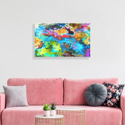 Blauwe Abstracte kunst Canvas Afdruk (Insitu (Woonkamer))