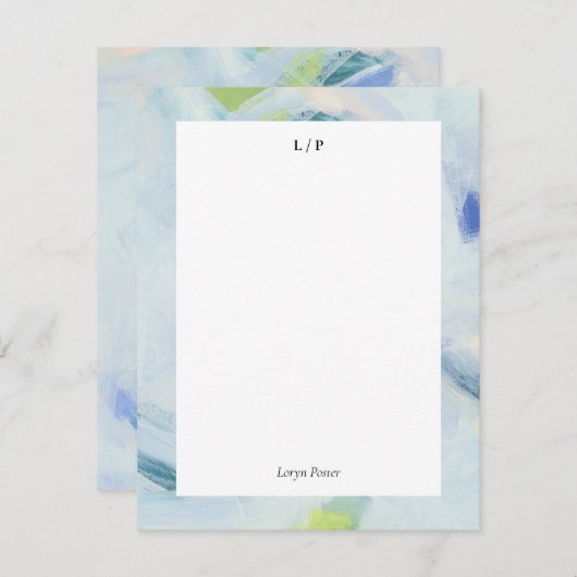 Blauwe Abstracte Kunst Gepersonaliseerde Vlakke No Kaart (Voorkant / Achterkant)