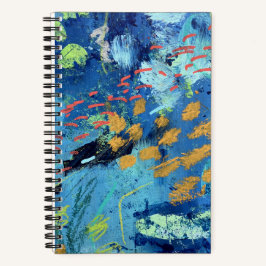 Blauwe Abstracte Kunst Oceaanscène Notitieboek
