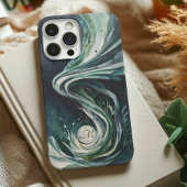 Blauwe Abstracte kunst Water Swirl Waterverf Canva Case-Mate iPhone Case