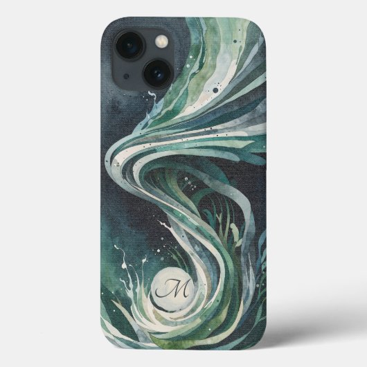 Blauwe Abstracte kunst Water Swirl Waterverf Canva Case-Mate iPhone Case (Achterkant)